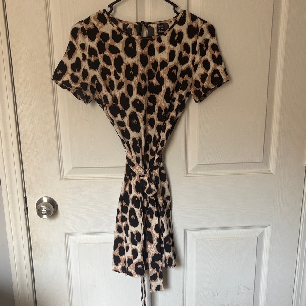 H&M Black and Brown Animal Print Mini Dress